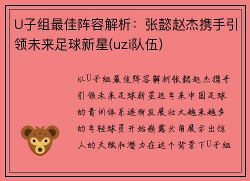 U子组最佳阵容解析：张懿赵杰携手引领未来足球新星(uzi队伍)